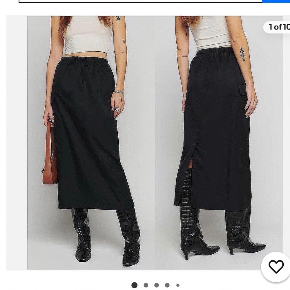 Reformation The Ethan Cargo Maxi Skirt XS Black Utility Gorpcore Chic